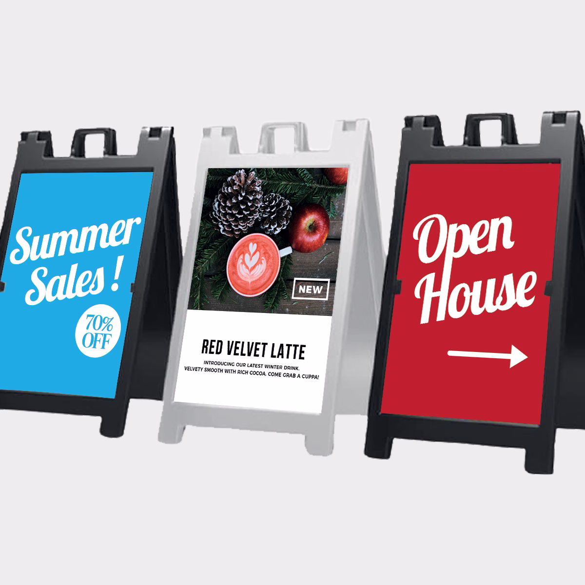 sidewalk sign printing omaha huskerprint Custom A-frame sign for Omaha shop with sidewalk placement