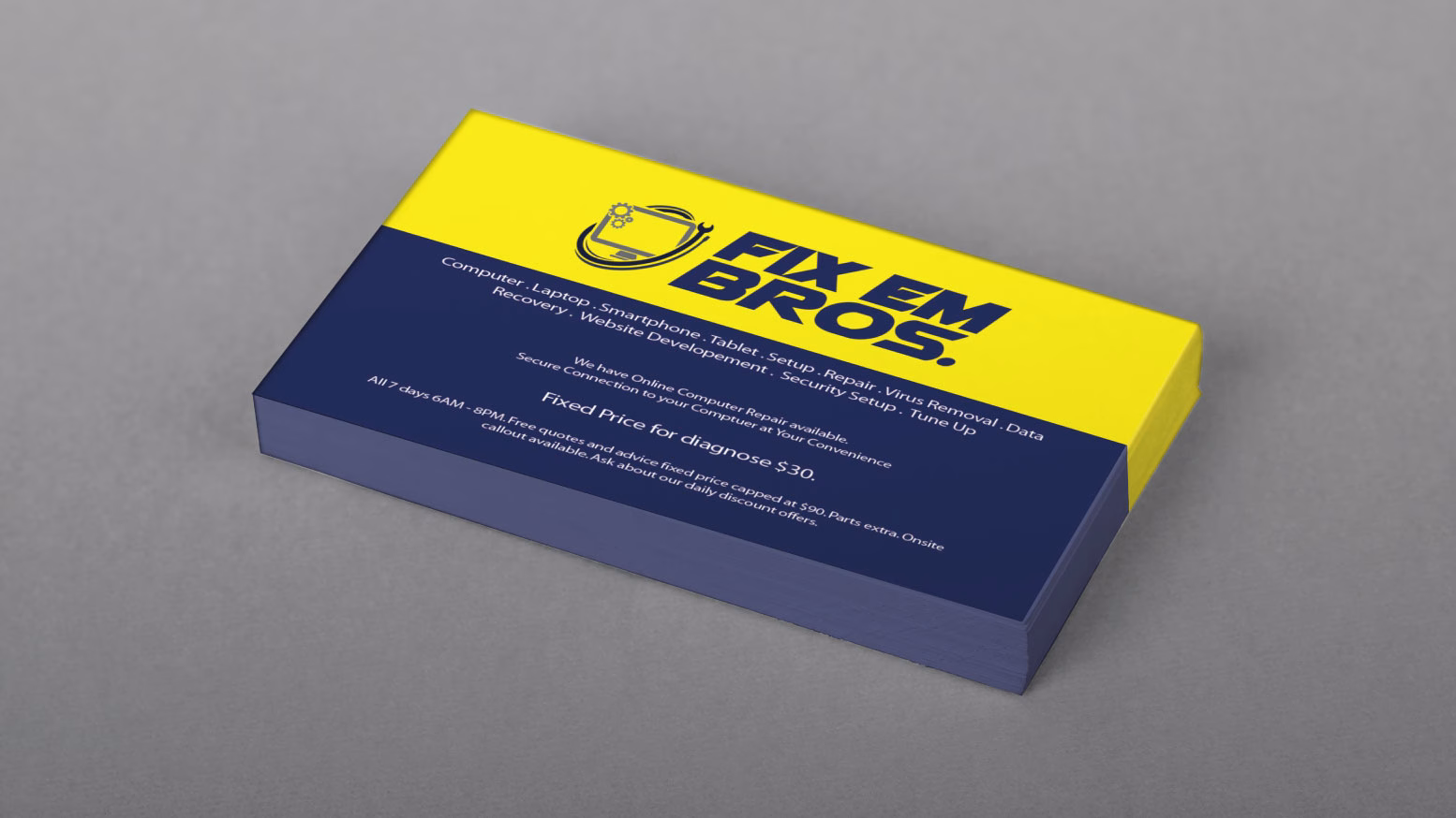 Custom printed door hanger with bright colors and promotional message.
