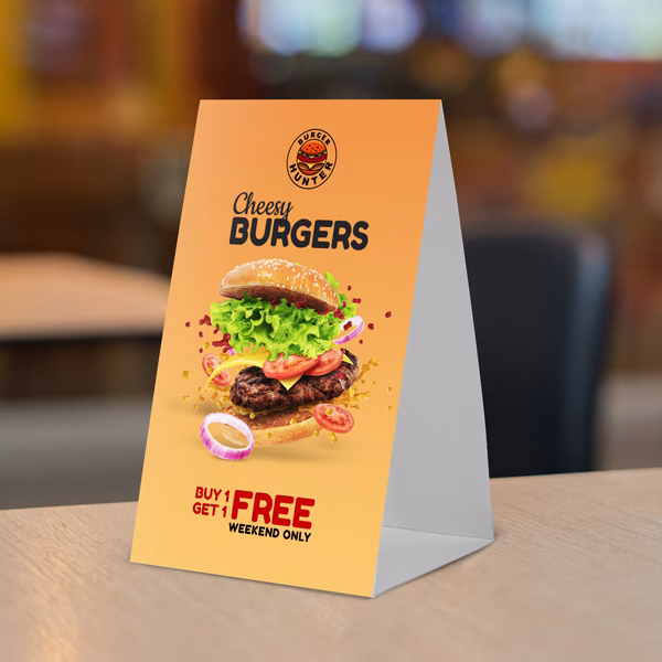 Outdoor A-frame sign printed with business with custom message